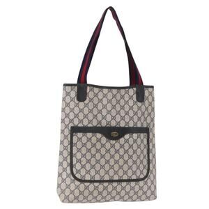 GUCCI GG Supreme Sherry Line Tote Bag PVC Navy Gold 39 002 4487 Auth ep12216